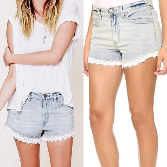 Free People Pants - Free People | Distressed Denim Lace Shorts